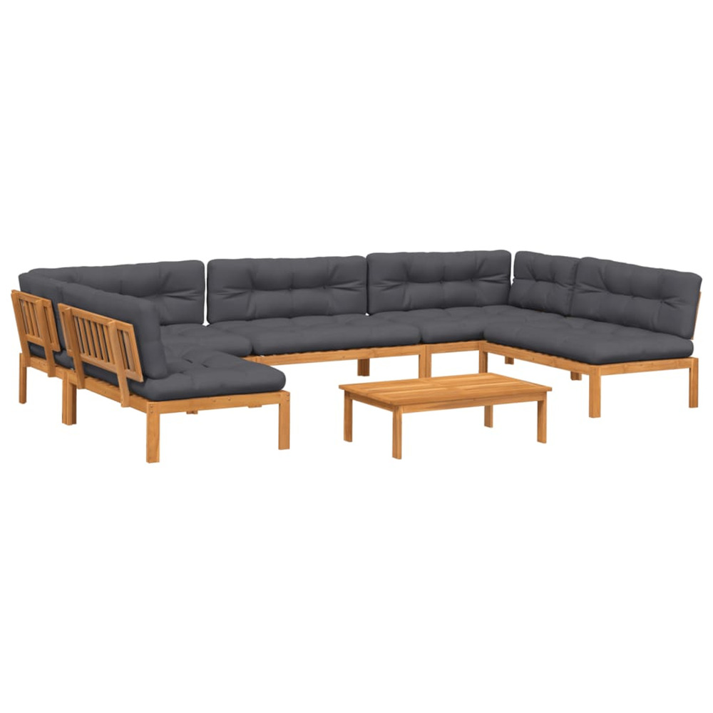 Salon palette de jardin avec coussins 6pcs bois d'acacia massif
