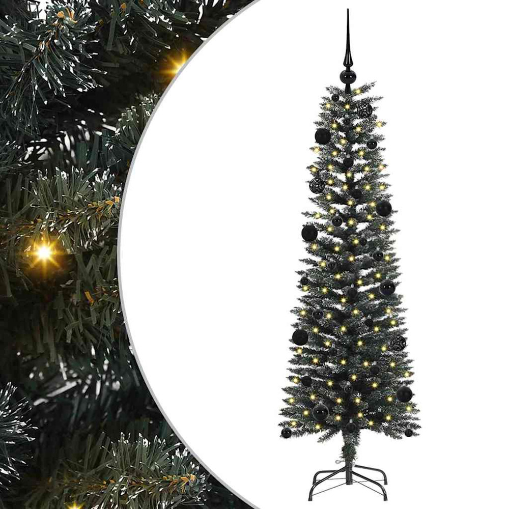 Sapin de noël artificiel vert 150 cm pvc, plastique et acier