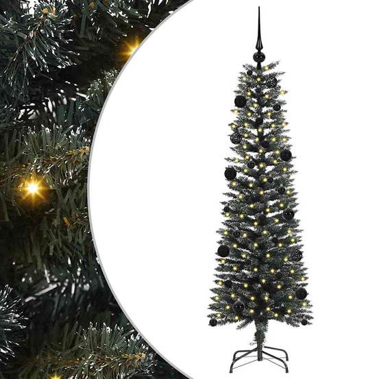 Sapin de noël artificiel vert 150 cm pvc, plastique et acier