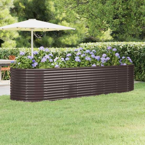 Carré potager acier galvanisé pour jardin et terrasse 322x100cm marron