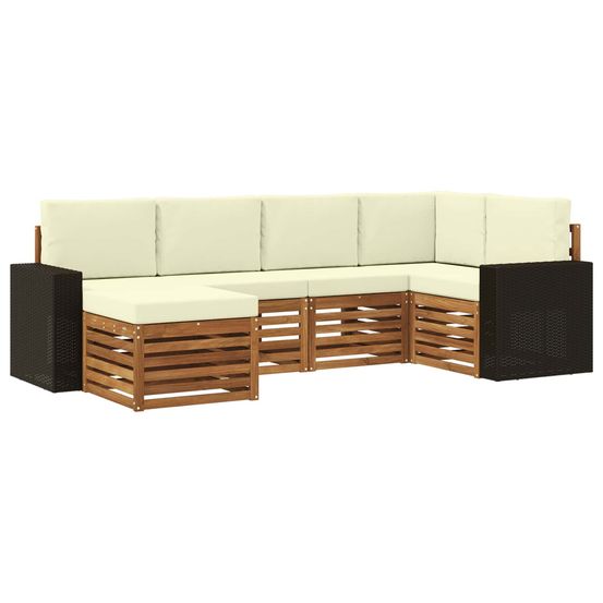 Ensemble de canapés d'extérieur 6 pc naturel et crème polyester