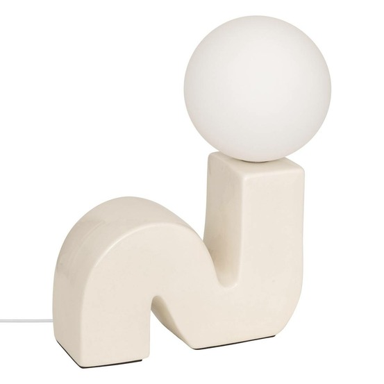 Lampe à poser champignon secteur sibil beige h33,5cm