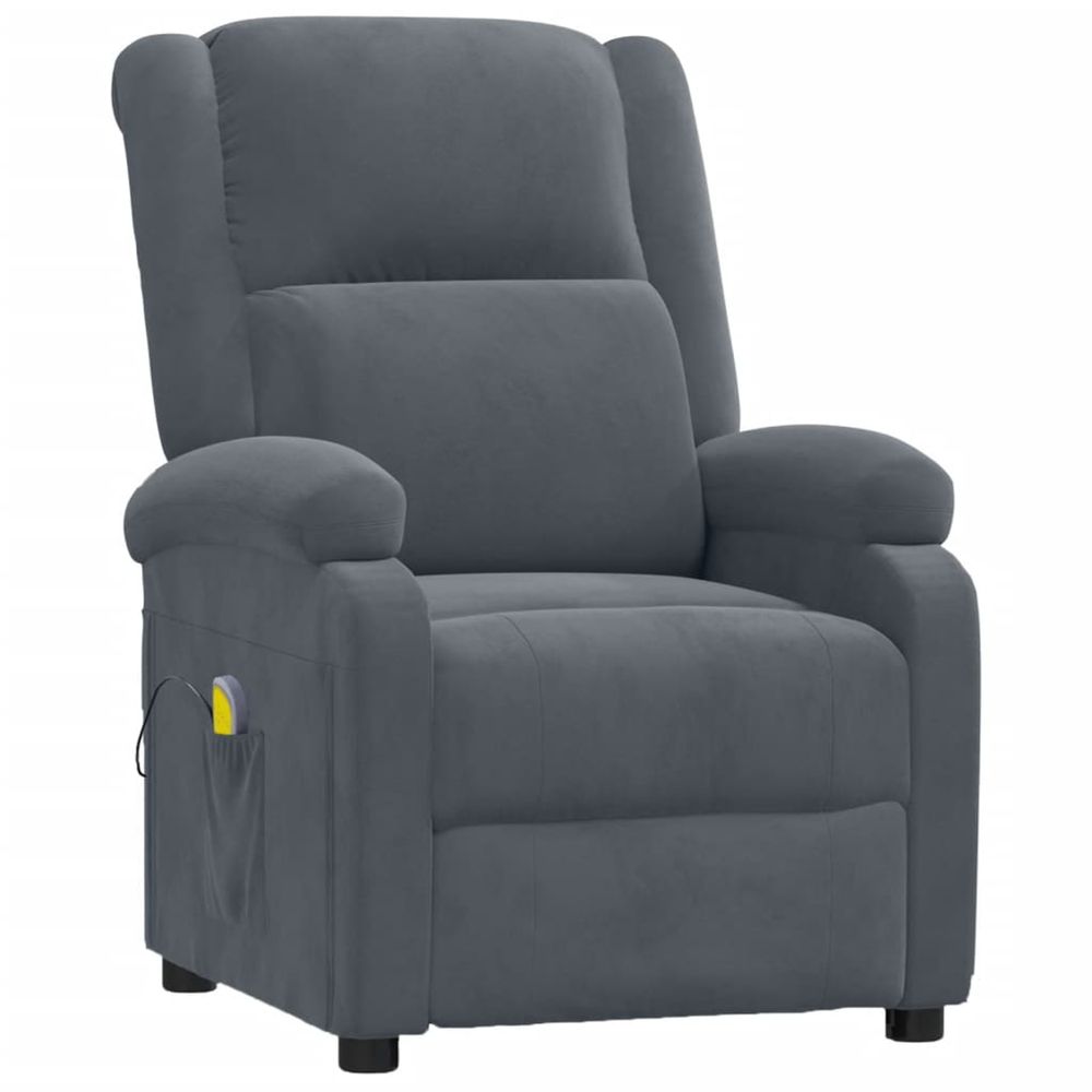 Fauteuil de massage gris foncé velours