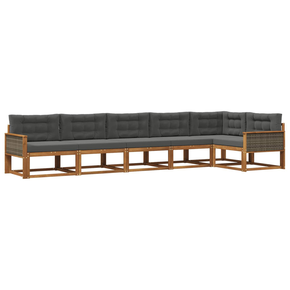 Ensemble de canapés d'extérieur 6 pcs naturel et anthracite