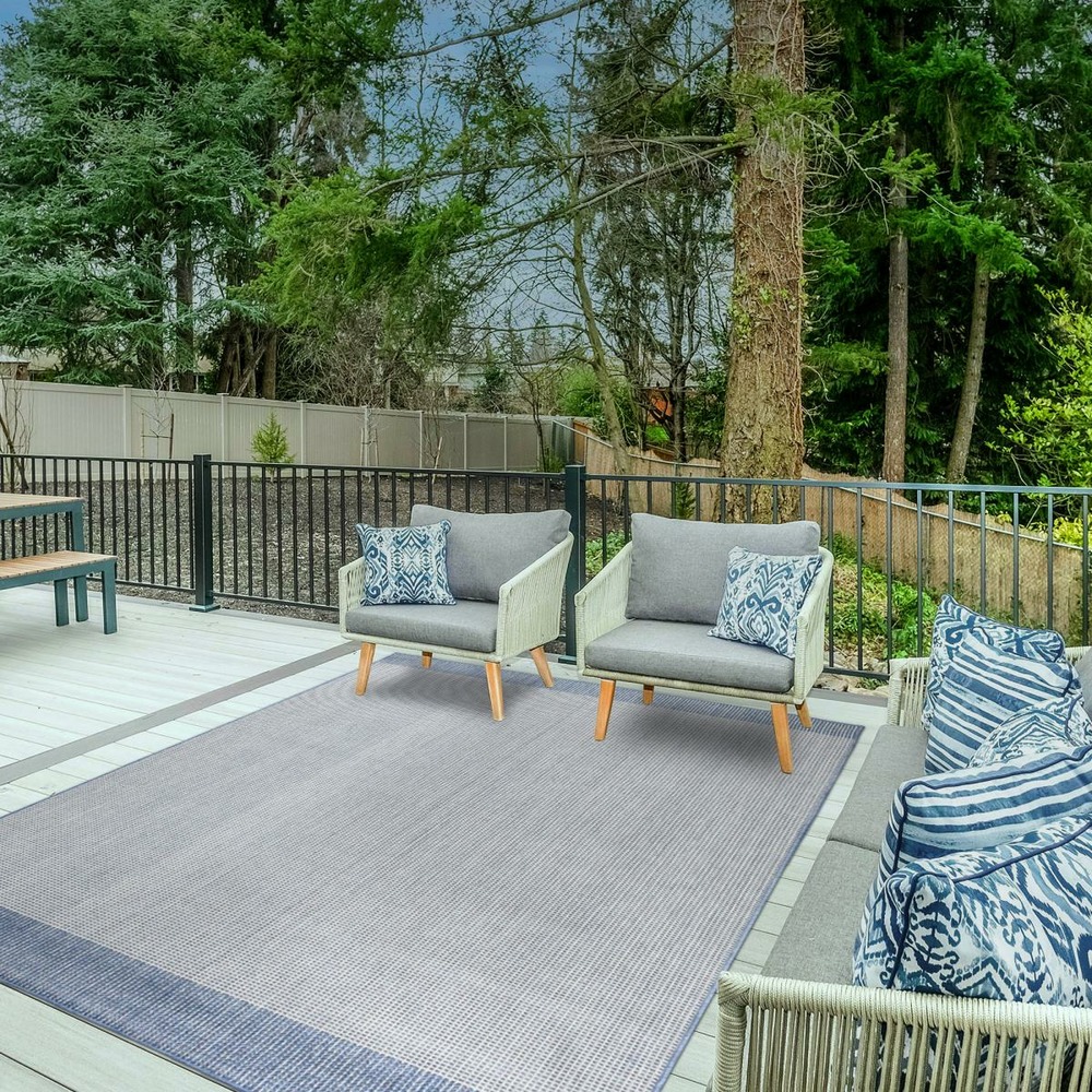 Tapis extérieur, kilim reversible 160x230 lyn2 n reversible bleu et gris