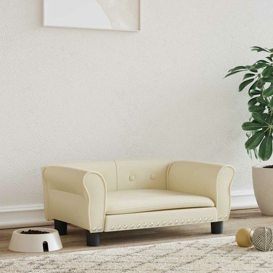 Lit pour chien crème 70x45x30 cm similicuir