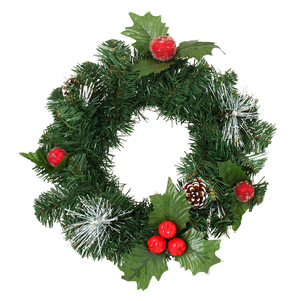 Couronne de noel pomme rouge et pomme de pin