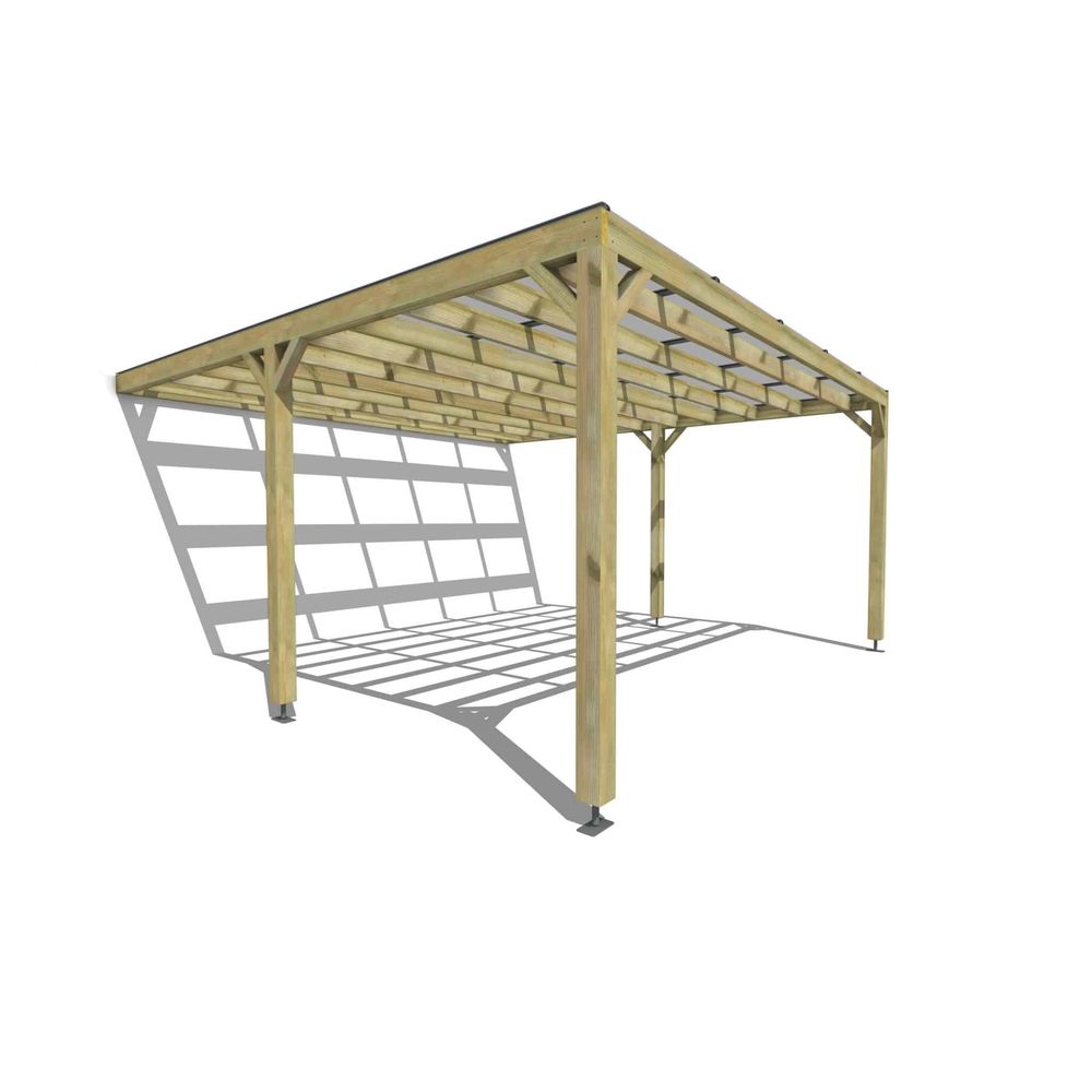Pergola bois • 5m x 5m • adossée • sens largeur • couverture étanche transparente incluse • livraison comprise