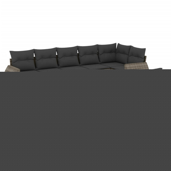 Salon de jardin 9 pcs avec coussins gris résine tressée