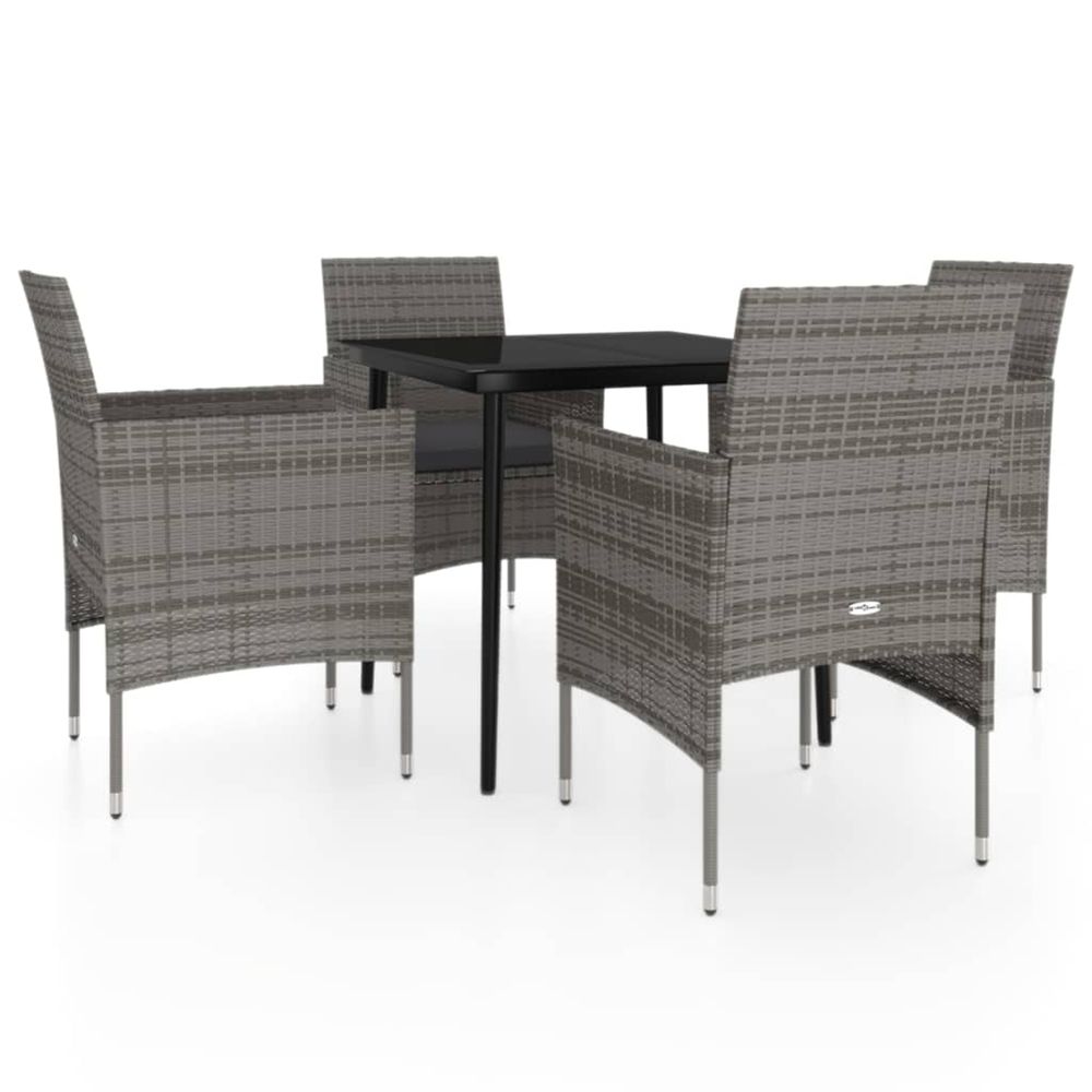 Ensemble à manger de jardin et coussins 5pcs gris/noir