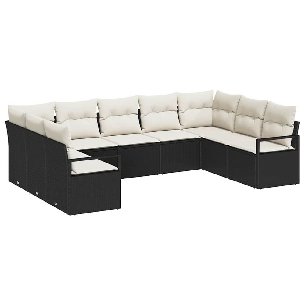 Ensemble de canapés 9 pc noir polyrotin