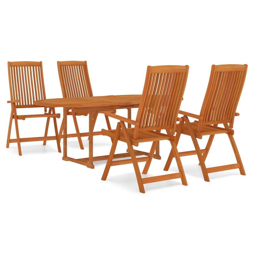 Ensemble à manger de jardin 5 pcs bois d'eucalyptus massif