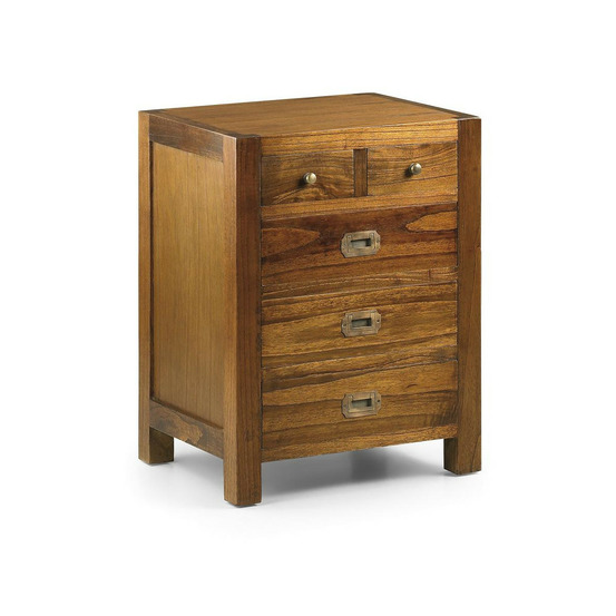 Table de chevet 5 tiroirs bronze bois marron - onéline décoration d'autrefois