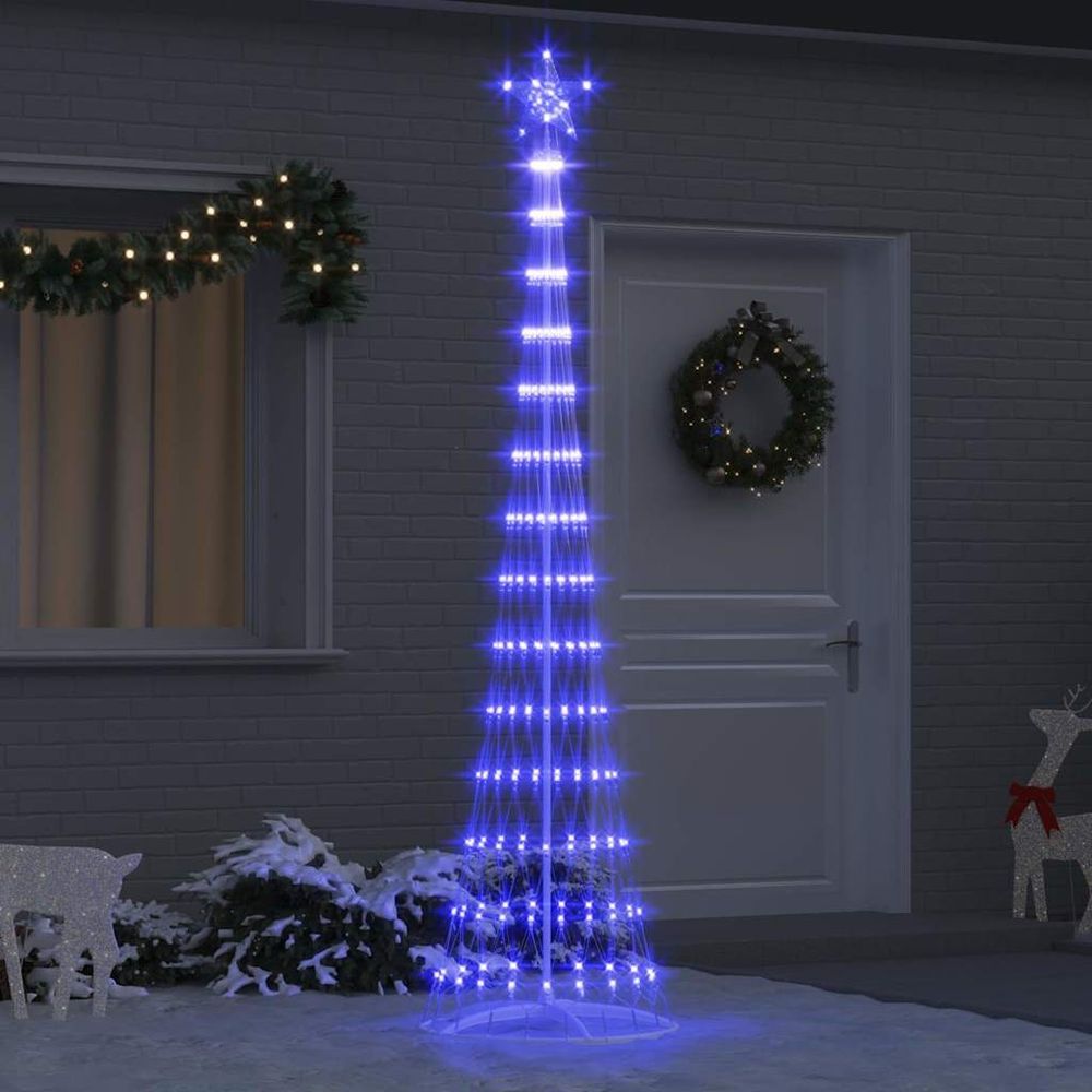 Sapin de noël lumineux led métal intérieur extérieur bleu 250 cm