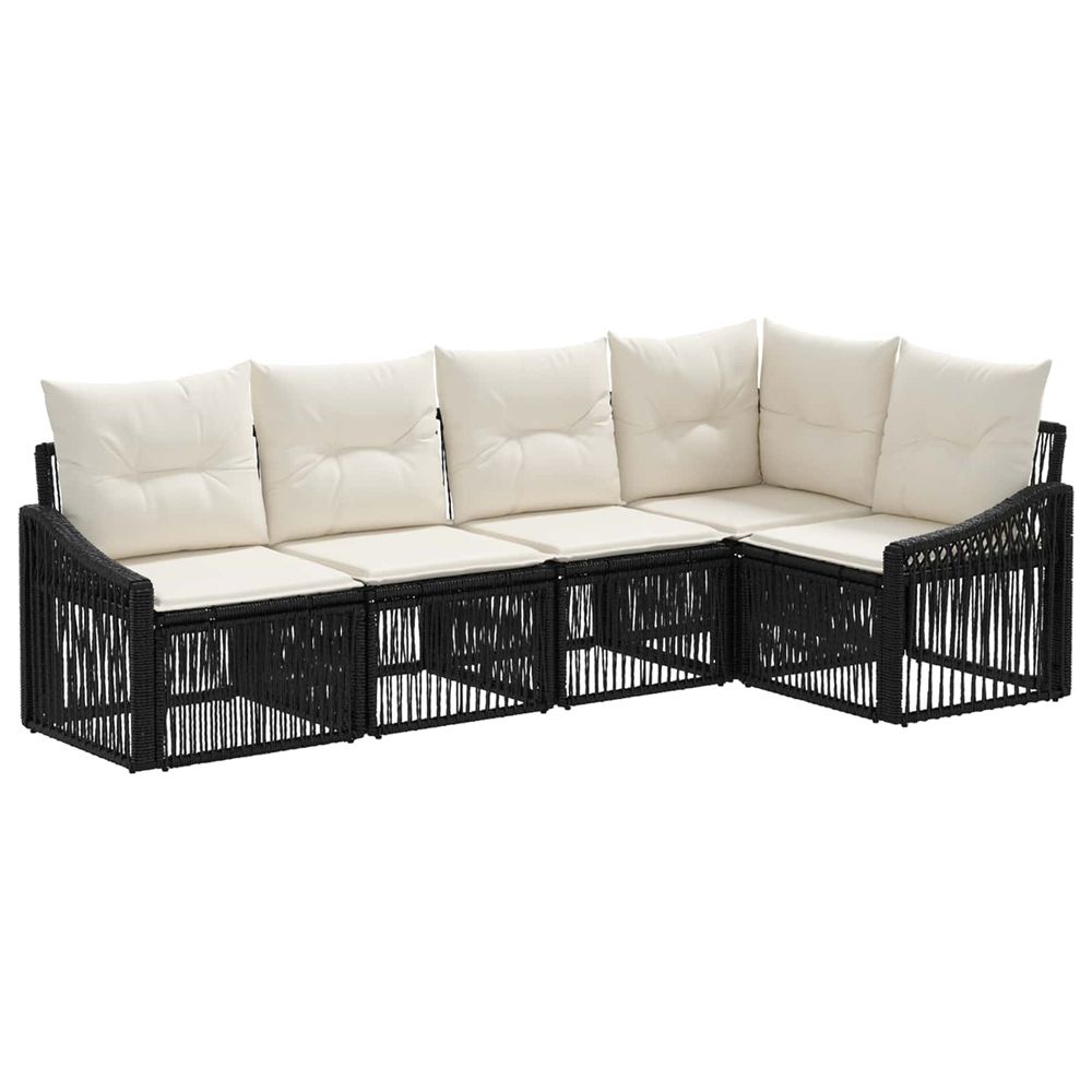 Ensemble de canapé de jardin 5 pc noir polyrotin