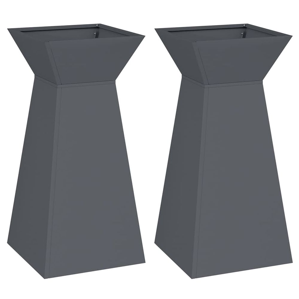 Jardinière à pilier 2 pc anthracite 35 x 35 x 73 cm