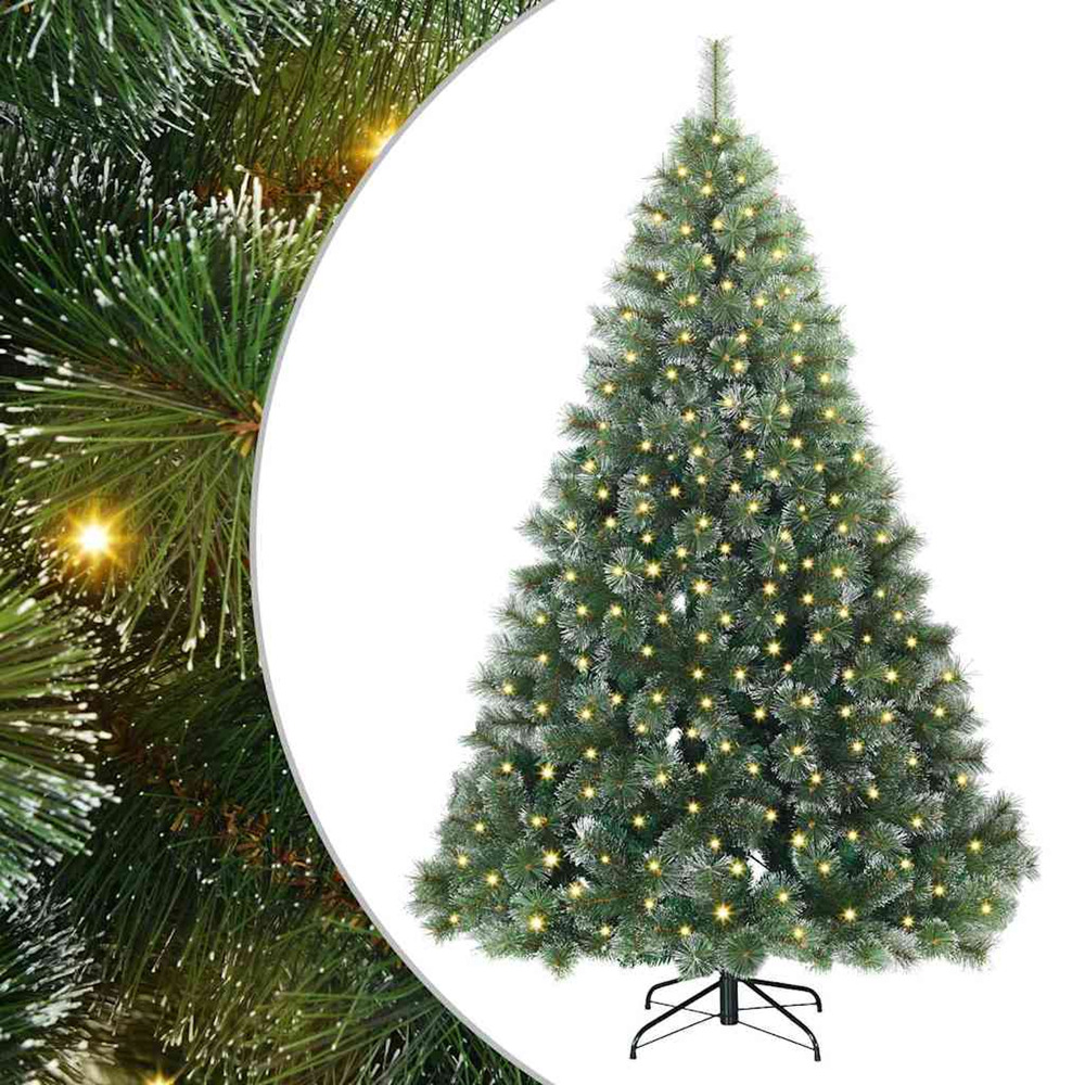 Sapin de noël artificiel avec 300 led vert 210 cm pe et pvc