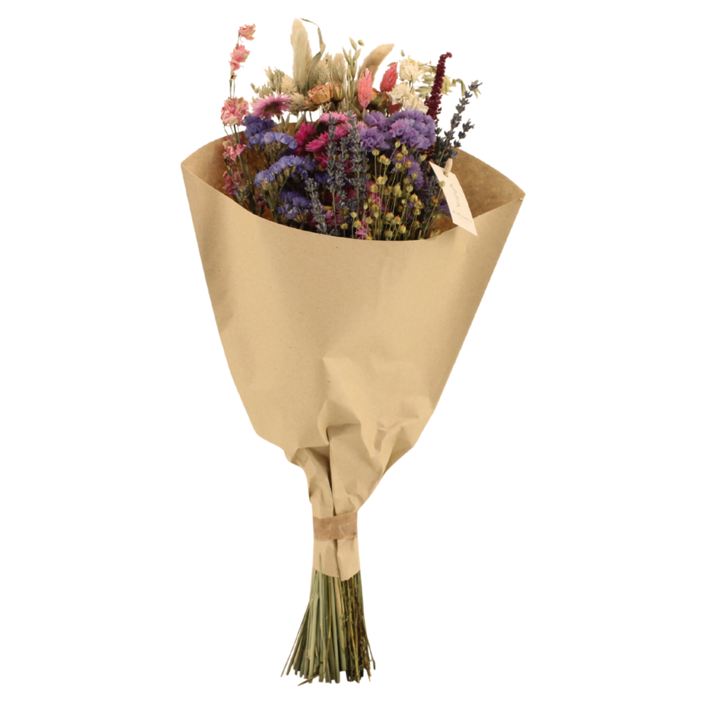 Fleurs sèches bouquet de campagne rose - h50 cm - ø20 cm