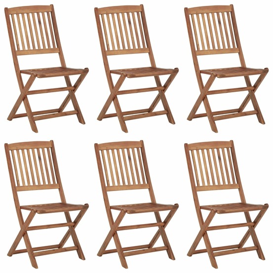Chaises pliables de jardin lot de 6 avec coussins bois d'acacia