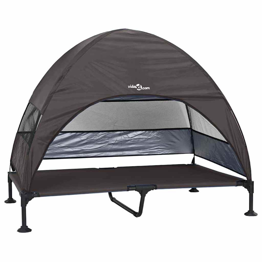 Lit surélevé pour chien marron 127 x 81 x 108 cm tissu et acier