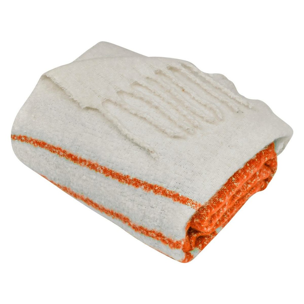 Plaid effet mohair flow orange 170x130cm