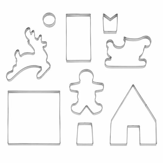 Kit 9 emporte-pièces noël 3d bonhomme traineau cerf maison