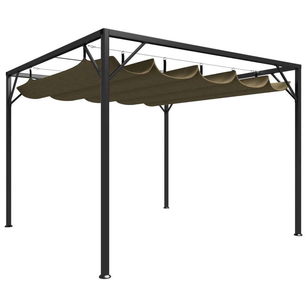 Chapiteau de jardin avec auvent rétractable 3x3m taupe 180 g/m²