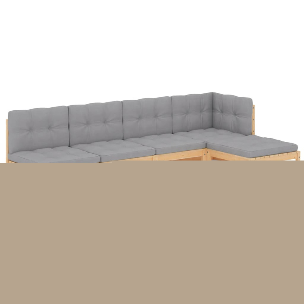 Salon de jardin 5 pcs avec coussins bois de pin massif