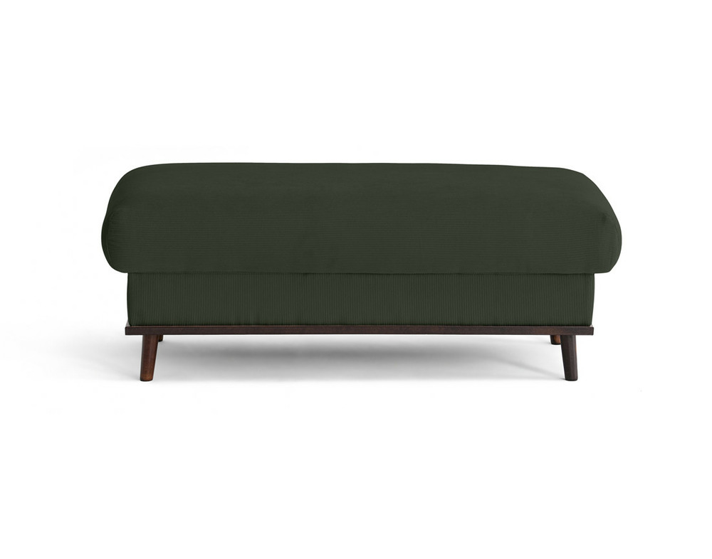 Albane - pouf en velours côtelé pieds bois foncé