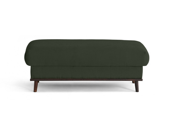 Albane - pouf en velours côtelé pieds bois foncé