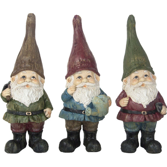 Lot nains de jardin assortis en résine 25 cm