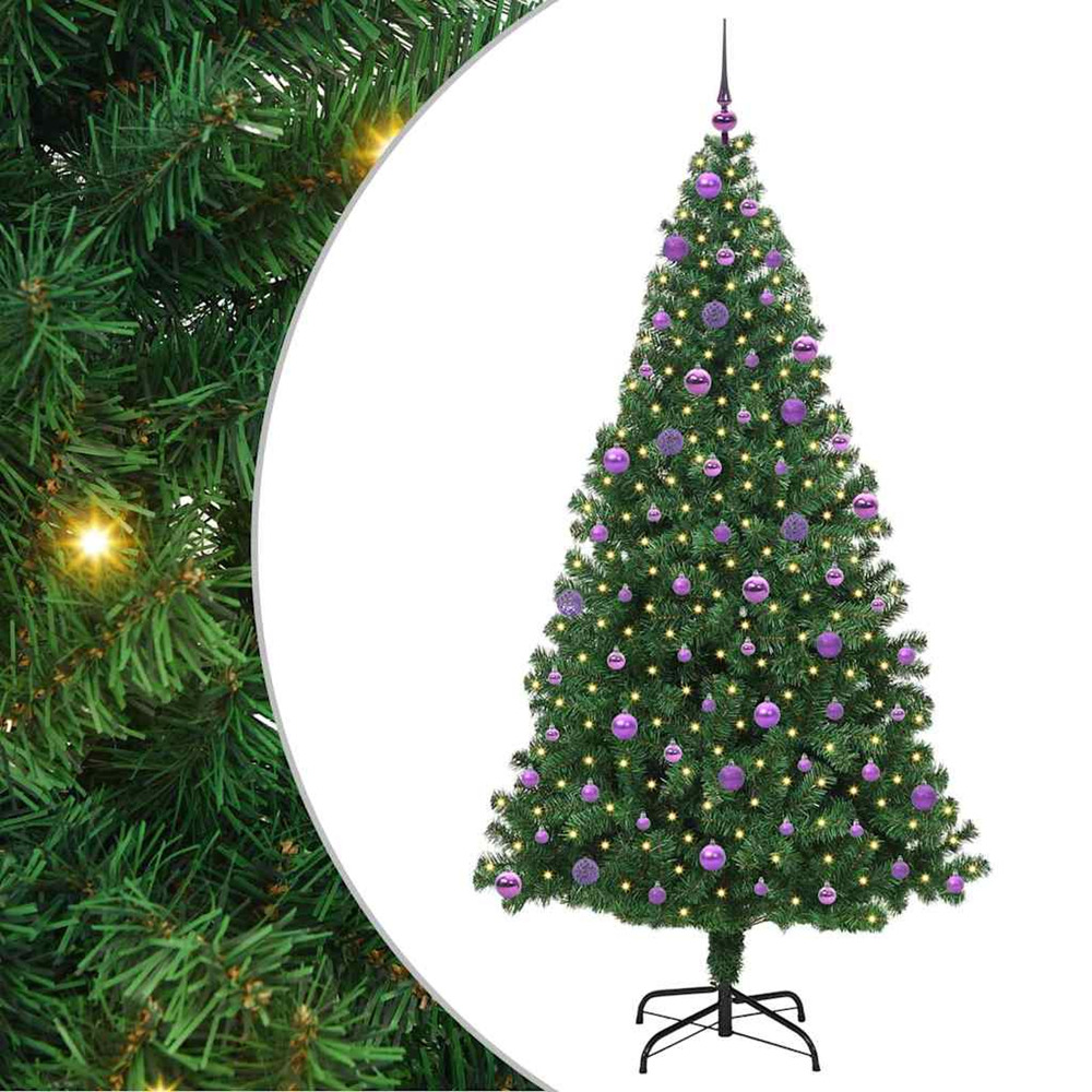 Sapin de noël artificiel vert 210 cm pvc, acier et plastique