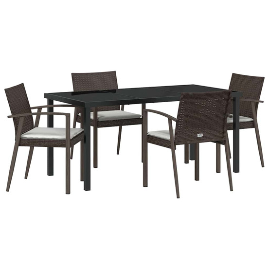Ensemble de salle à manger pour jardin 5 pcs marron poly rotin