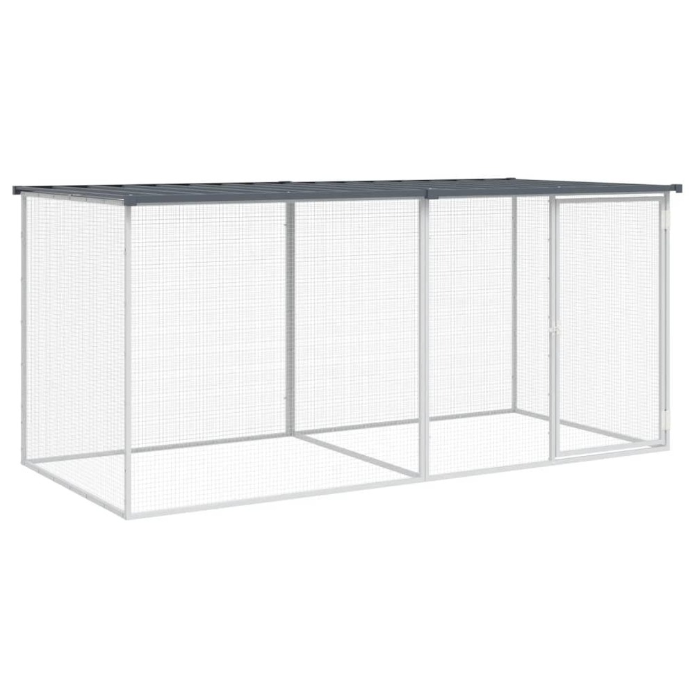 Poulailler enclos cage poules avec toit 203 x 98 x 90 cm acier galvanisé anthracite