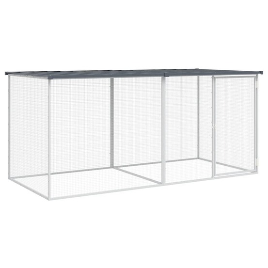 Poulailler enclos cage poules avec toit 203 x 98 x 90 cm acier galvanisé anthracite