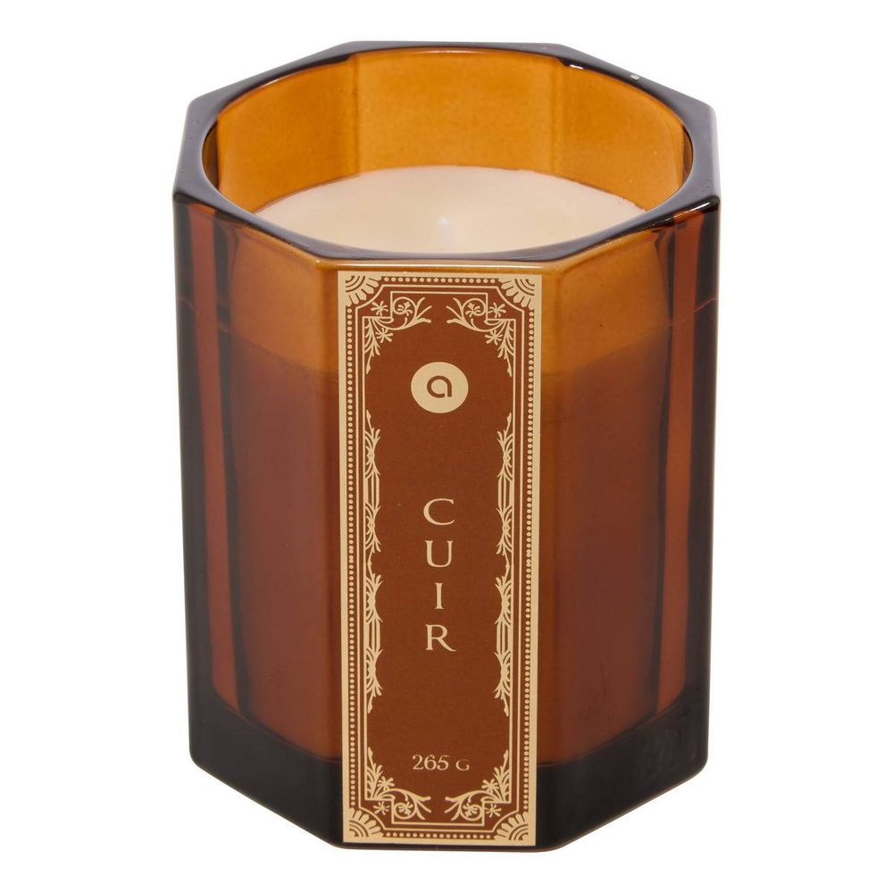 Bougie parfumée lucien hexagonale 265g cuir