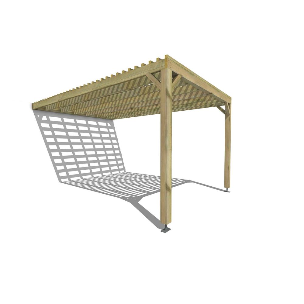 Pergola bois • 3m x 5m • adossée • sens profondeur • lattage bois • livraison comprise