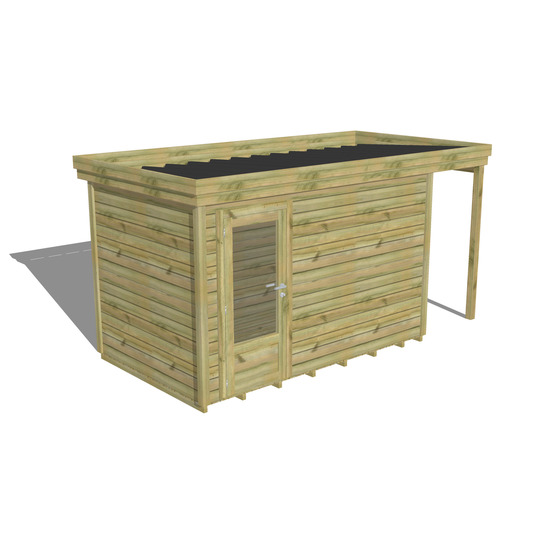 Abri de jardin bois pin traité autoclave 27mm - 4,44x2,14m / 10m2 - bac acier - plancher bois