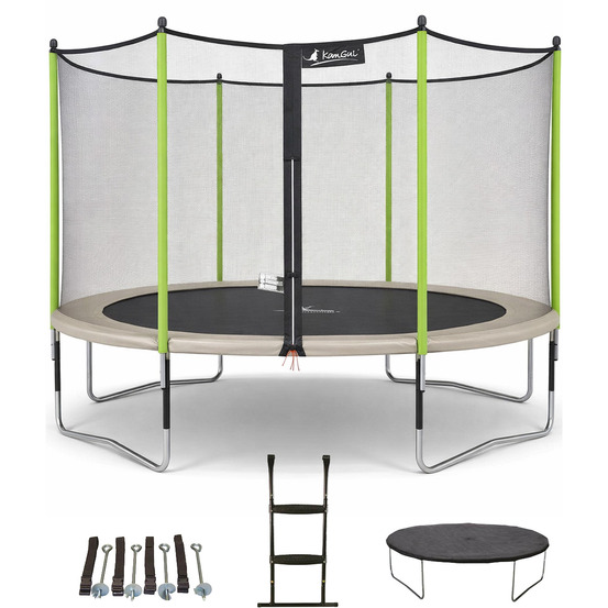 Trampoline ø 360 cm + filet + échelle + bâche + kit d'ancrage - jumpi 360
