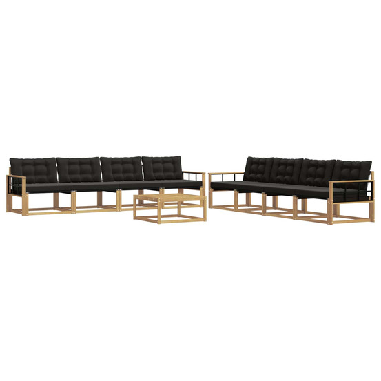 Ensemble de canapés d'extérieur 9 pcs blanc et noir