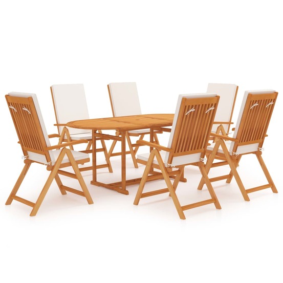 Ensemble à manger de jardin 7 pcs coussins bois de teck massif