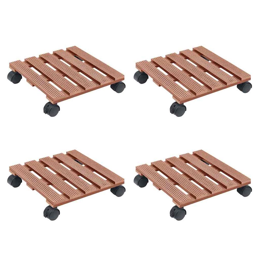 Chariots à plantes 4 pcs marron 30x30x7,5 cm wpc