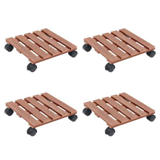 Chariots à plantes 4 pcs marron 30x30x7,5 cm wpc