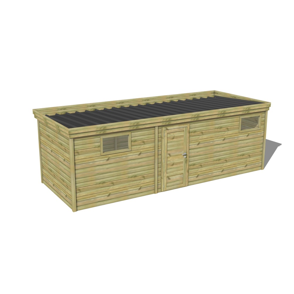 Abri de jardin bois pin traité autoclave 27mm - 7,39x2,64m / 20m2 - bac acier - abri français