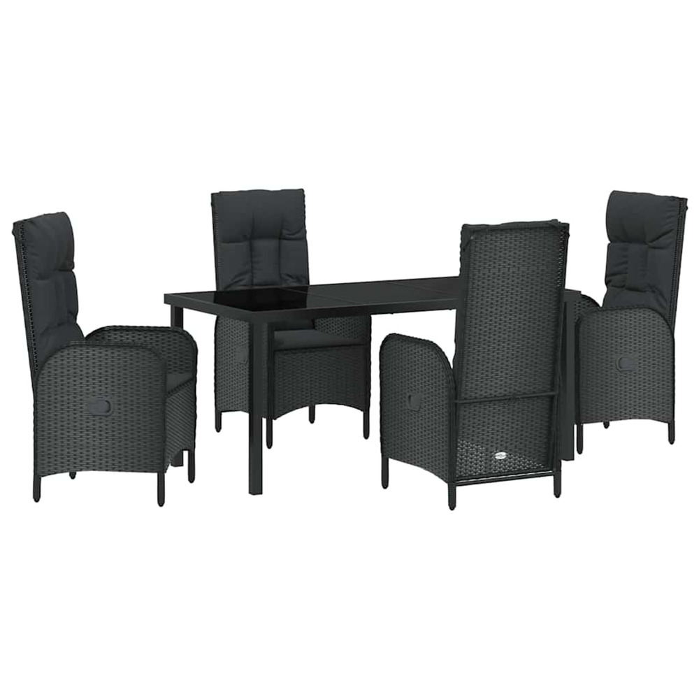 Ensemble de salle à manger pour jardin 5 pcs noir polyrotin