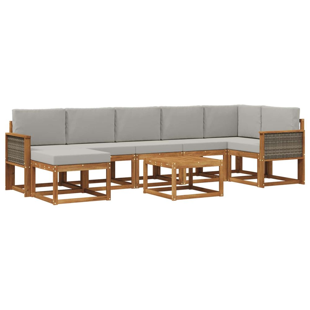 Ensemble de canapés d'extérieur 8 pc naturel et gris clair