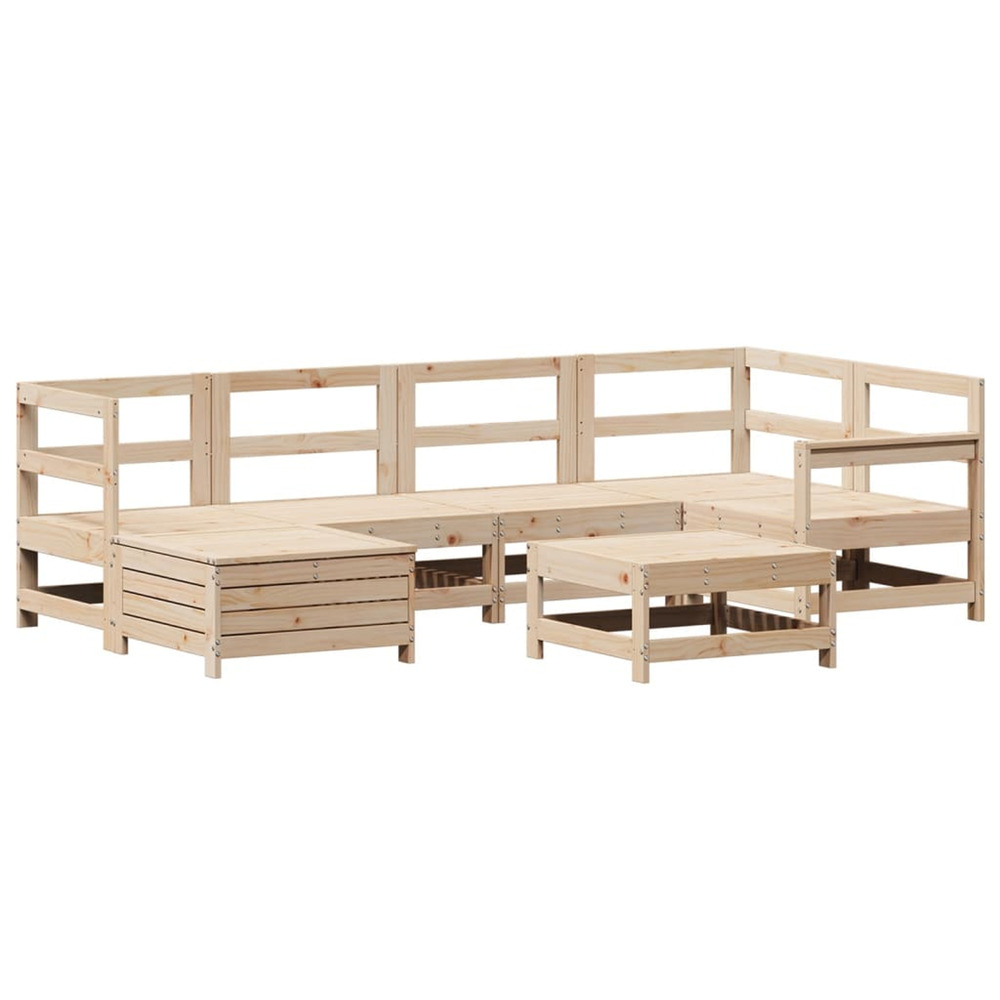 Salon de jardin 7 pcs bois de pin massif