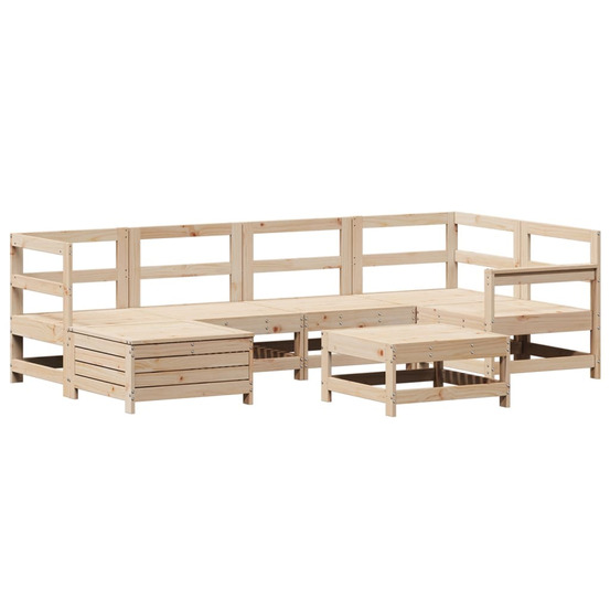 Salon de jardin 7 pcs bois de pin massif