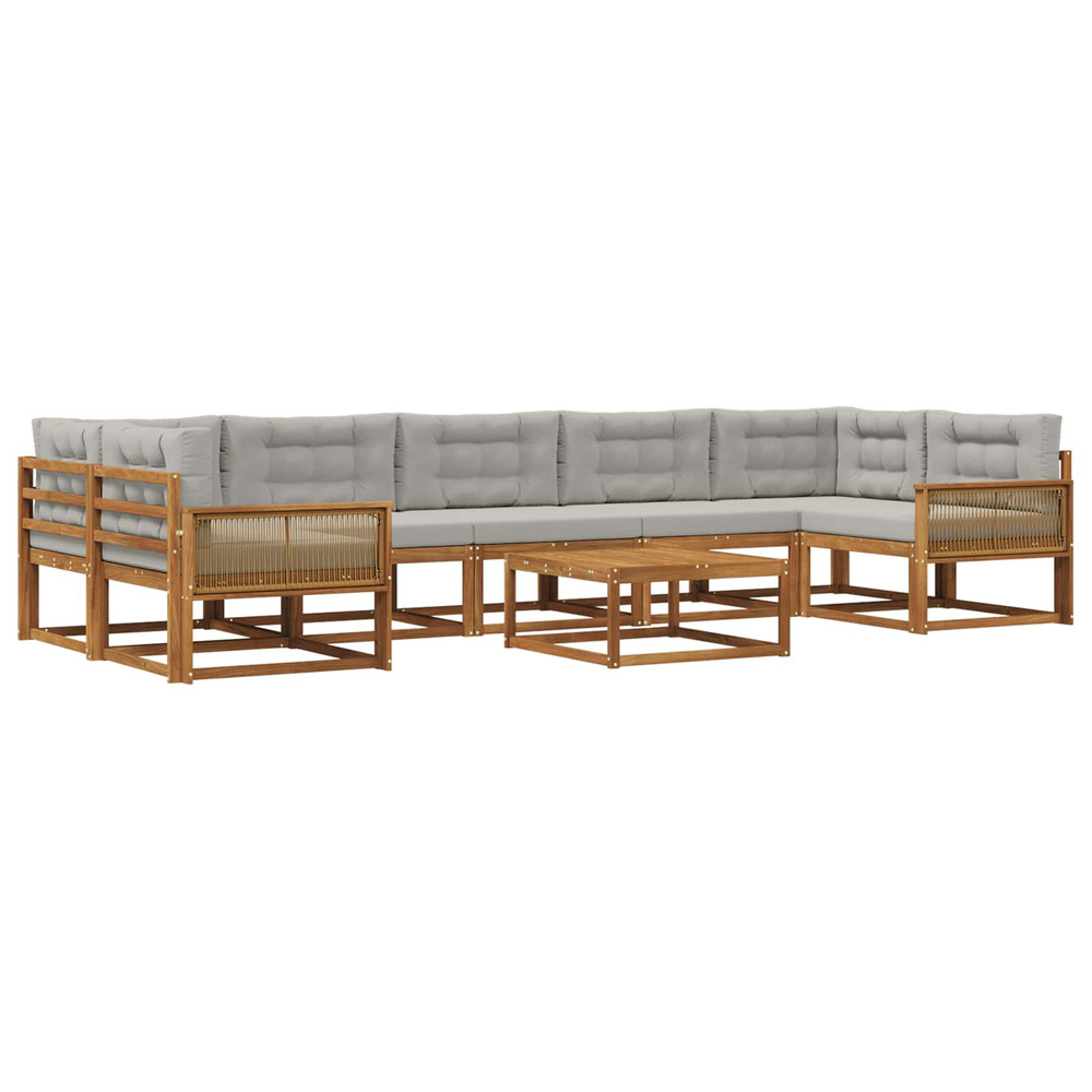 Ensemble de canapés d'extérieur 8 pcs naturel et gris clair
