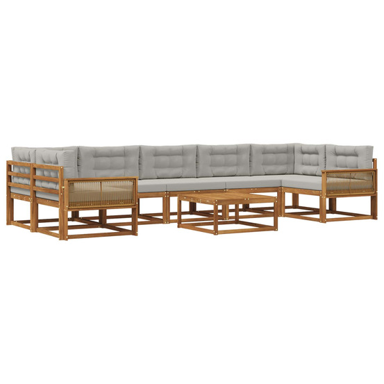 Ensemble de canapés d'extérieur 8 pcs naturel et gris clair